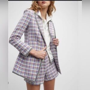 Veronica Beard Plaid Print Blazer and shorts